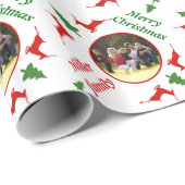 鹿と木のクリスマスの休日の写真パーソナライズされた。 ラッピングペーパー (ロールコーナー)