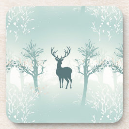 鹿と木のパターン コースター