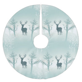 鹿と木のパターン ブラッシュドポリエステルツリースカート