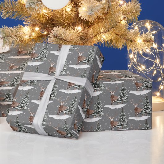 鹿と松の木  ラッピングペーパー (クリスマス)