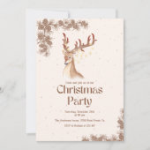 鹿と松ぼっくりが織りなすクリスマス 招待状 (正面)