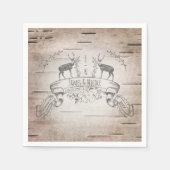 鹿と枝素朴の樺の木ウェディングレセプション スタンダードカクテルナプキン (正面)