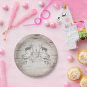 鹿と枝素朴の樺の木ウェディングレセプション ペーパープレート (パーティー)