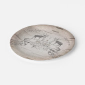 鹿と枝素朴の樺の木ウェディングレセプション ペーパープレート (アングル)