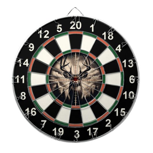 鹿と森林のターゲットアートワークデザイン ダーツボード (正面)