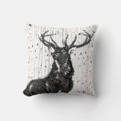 鹿と樺の木の木枕 クッション (正面)