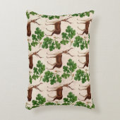 鹿と樺の葉のヴィンテージ ウッドランド ベージュ アクセントクッション (正面(垂直))