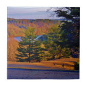 鹿と湖 タイル (正面)