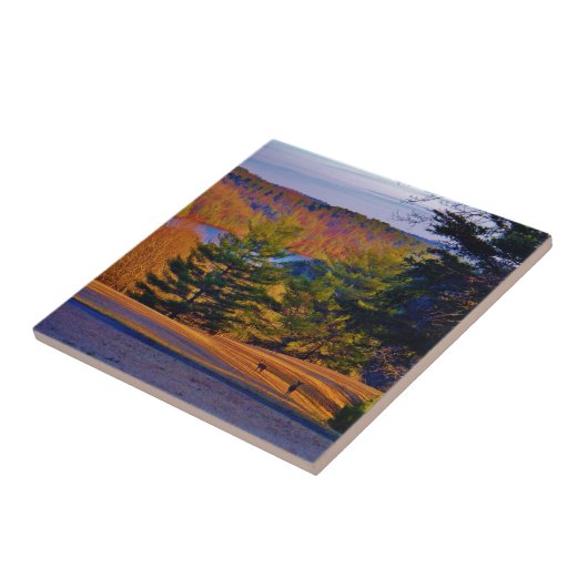 鹿と湖 タイル (側面)