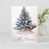鹿と素朴常緑のカスタムクリスマス シーズンカード (スタンド正面)