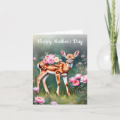 鹿と芍薬の庭の母の日おめでとう カード (正面)