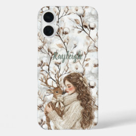鹿と茶髪の少女 iPhone 16 PLUSケース