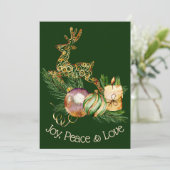 鹿と装飾クリスマスグリーティングカード カード (スタンド正面)