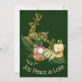 鹿と装飾クリスマスグリーティングカード カード