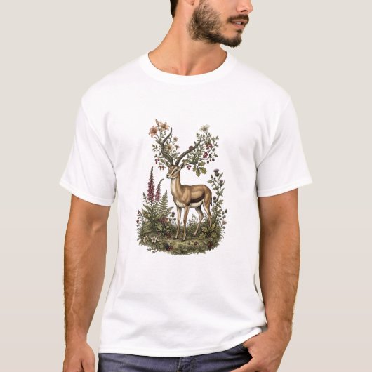 鹿と野の花  Tシャツ (正面)