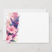 鹿と野花ピンクの赤ちゃんシャワー 招待状 (裏面)