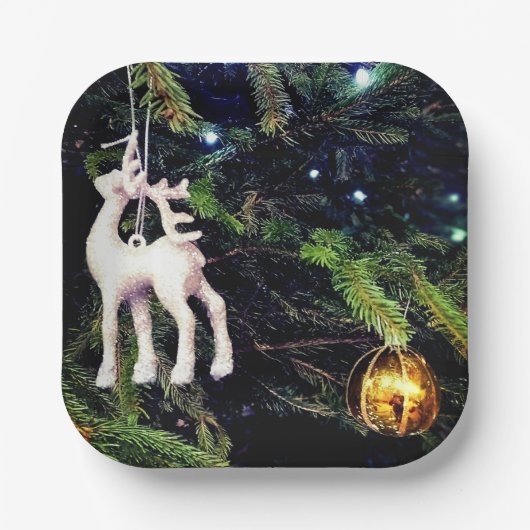 鹿と金ゴールド ペーパープレート (正面)