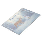 鹿と雪だるまおもしろいクリスマス ノートパッド (アングル)