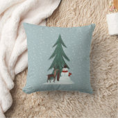 鹿と雪だるまインスノーフレーク装飾用クッション クッション (ブランケット)