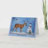 鹿と雪だるまクリスマス シーズンカード (正面)