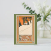 鹿と雪と木のデコのクリスマスポストカード シーズンポストカード (スタンド正面)