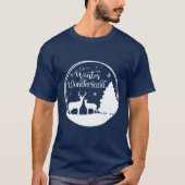 鹿と雪のワンダーランドの風景 Tシャツ (正面)