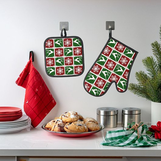 鹿と雪 鍋つかみ&鍋敷きセット