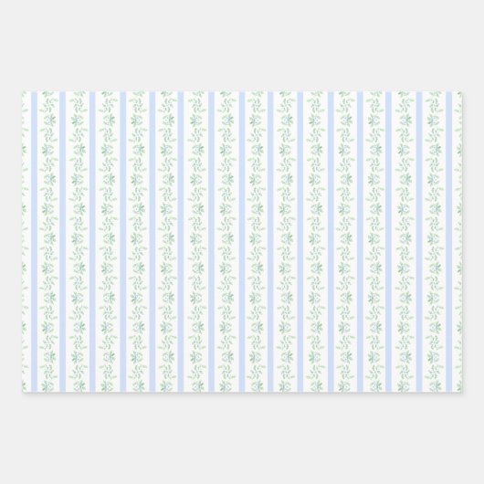 鹿と青と緑のホリートレリス ラッピングペーパーシート (正面2)