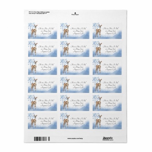 鹿と青の雪 ラベル (フルシート)