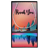 鹿と風光明媚な冬の湖ありがとう スモールペーパーバッグ (裏面)