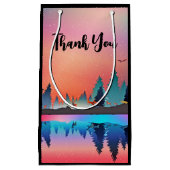 鹿と風光明媚な冬の湖ありがとう スモールペーパーバッグ (正面)