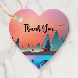 鹿と風光明媚な冬の湖ありがとう フェイバータグ