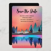 鹿と風光明媚な冬の湖の日付を保存 セーブザデート (正面/裏面)