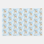 鹿と鳥のクリスマスプレゼントのラップシート ラッピングペーパーシート (正面3)