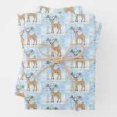 鹿と鳥のクリスマスプレゼントのラップシート ラッピングペーパーシート (インサイチュ)