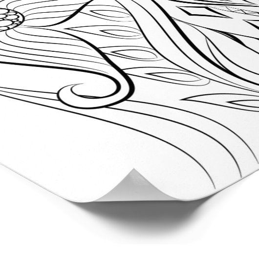 鹿と鳥のスケッチ大人の着色ポスター ポスター (角)