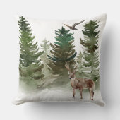 鹿と鳥の木 クッション (正面)