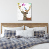 鹿と鳥ネストパステルシェード キャンバスプリント (インサイチュ (寝室))