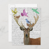 鹿と鳥ネストパステルシェード ポストカード (正面/裏面)