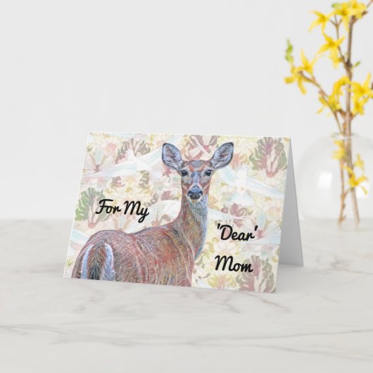 鹿と鳩の模様の母の日カード カード (黄色い花)