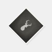 鹿と〔雄ジカの〕枝角チョークスケッチ スタンダードカクテルナプキン (角)