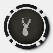 鹿と〔雄ジカの〕枝角チョークスケッチ ポーカーチップ (裏面)