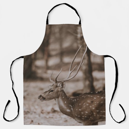 鹿と〔雄ジカの〕枝角 エプロン (正面)