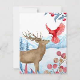 鹿と（鳥）ショウジョウコウカンチョウクリスマスカード シーズンカード