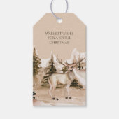 鹿のいる山の冬の風景 ギフトタグ (正面)