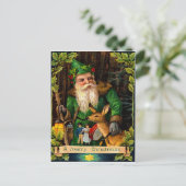 鹿のいる森の中のグリーンサンタ シーズンポストカード (スタンド正面)