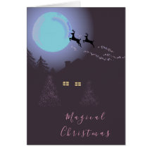 鹿のいる魔法のクリスマスナイト メリーホリデーカード