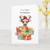 鹿のおじいさん愛のクリスマスパイル カード (黄色い花)