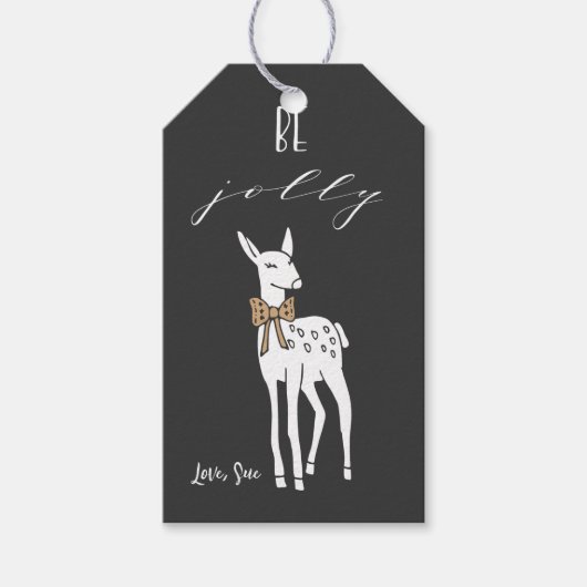 鹿のすてき黒いクリスマスギフトタグ ギフトタグ (正面)