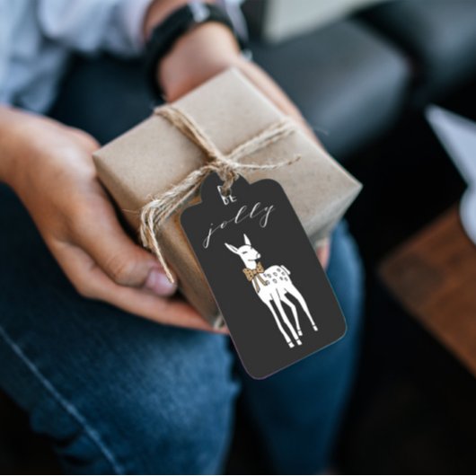 鹿のすてき黒いクリスマスギフトタグ ギフトタグ